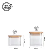 🔥 Kit 05 Potes Herméticos De Vidro Com Tampa De Bambu E Silicone Recipiente Armazenamento De Alimentos Jogo Porta Mantimentos Temperos Pote De Condimentos Organizador De Cozinha Multifuncional - Imagem 3