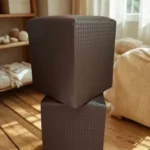 🔥 Puff Banqueta Puffe Quadrado Decorativo Courino Assento Banco Grande Couro Puf Preto - Imagem 3