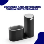 🔥 Dispenser Detergente Suporte Bucha Multiuso Cozinha Preto - Imagem 4