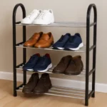 🔥 Sapateira Preta Rosa Vertical 4 Níveis 8 Pares Organizadora - Imagem 4