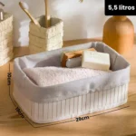 🔥 Kit 3 Cestos Organizadores De Bambu Multiuso Com Forro Cor Branco - Imagem 3