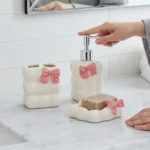 🔥 Kit Banheiro Lavabo Dispenser Porta Escova Saboneteira 3 Pçs - Imagem 3