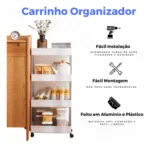 🔥 Carrinho Organizador Multiuso 4 Cestos Slim Cozinha Banheiro - Imagem 3