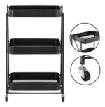 🔥 Carrinho Organizador Multiuso 77 X 45 Cm X 30 Cm Preto Casambiente - Imagem 2