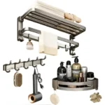 🔥 3 Em 1 Suporte Porta Toalha Toalheiro Dobrável E Sabonete