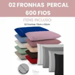 🔥 2 Fronhas Avulsas Percal 600 Fios 100% Algodão Ponto Palito - Imagem 2