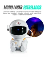 🔥 Luminária Astronauta Projetor Led Infantil Galáxia Estrela Branco Robo Robozinho Luz Colorida Céu Teto Abajur De Mesa Cupula Decorativa Para Quarto Rgb Noturna Bivolt Portatil Lua Art Light - Imagem 4