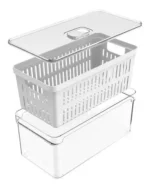 🔥 Organizador De Geladeira Com Escorredor Tampa 5l Clear Fresh - Imagem 2