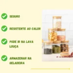 🔥 Kit 6 Pote Vidro Porta Temperos Hermético Cozinha Organiza - Imagem 3