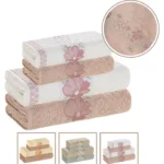 🔥 Jogo De Toalhas Karsten 100% Algodão Floral Grossa 4 Peças