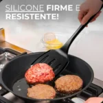 🔥 Kit 4 Utensílios Silicone Preto Espátulas Colher E Concha - Imagem 4