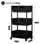 🔥 Carrinho Organizador Multiuso Cozinha Banheiro 3 Prateleiras - Imagem 2