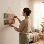 🔥 Quadrinho Para Sala Lar Abençoado Para Pendurar Folhas Casa - Imagem 3