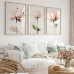 🔥 Quadro Decorativo Minimalista Floral Flores Cabeceira Sala Cor Carvalho/avelã