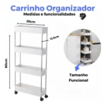 🔥 Carrinho Organizador Multiuso 4 Cestos Slim Cozinha Banheiro - Imagem 2