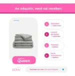 🔥 Edredom Casal Kit 6 Peças + Jogo De Lençol Queen Cinza Casa Dona - Imagem 3