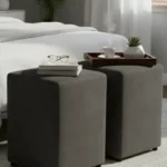 🔥 2 Puff Kit Quadrado Banqueta Banco Decorativo Suede Descanso