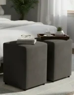 🔥 2 Puff Kit Quadrado Banqueta Banco Decorativo Suede Descanso