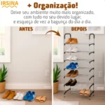 🔥 Sapateira Vertical IRSINA 7 Andares Aço Inox 21 Pares Cor Preto - Imagem 4