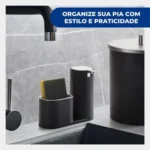 🔥 Dispenser Detergente Suporte Bucha Multiuso Cozinha Preto - Imagem 3