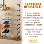 🔥 Sapateira Vertical IRSINA 7 Andares Aço Inox 21 Pares Cor Preto - Imagem 2