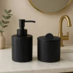 🔥 Kit Banheiro Lavabo Saboneteira Cerâmica Porta Escova Luxo
