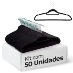 🔥 Vittak Kit 50 Cabides Veludo De Roupa Antideslizante Slim Adulto Cor Preto Utensílios De Uso Doméstico