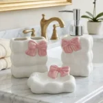 🔥 Kit Banheiro Lavabo Dispenser Porta Escova Saboneteira 3 Pçs