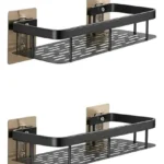 🔥 Kit 2 Suporte Porta Shampoo Sabonete Banheiro Adesivo Parede Sem Furos Box Luxo Cor Preto Brielli Home