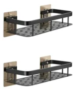 🔥 Kit 2 Suporte Porta Shampoo Sabonete Banheiro Adesivo Parede Sem Furos Box Luxo Cor Preto Brielli Home