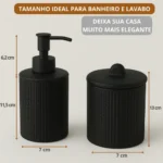🔥 Kit Banheiro Lavabo Saboneteira Cerâmica Porta Escova Luxo - Imagem 4