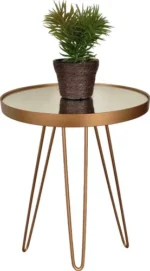 🔥 Mesinha Lateral Decorativa Festa Apoio Sofa Cama Ferro 60 Cm Cor Dourado - Imagem 2