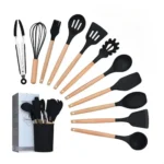🔥 Jogo 12 Peças Utensílios Cozinha Silicone Colher Espátula