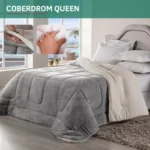 🔥 Coberdrom Casal Queen Size Sherpa Cobertor Edredom Inverno Pele Lã Carneiro Super Macio Suave Confortável Luxo Cor Cinza Liso