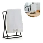 🔥 Porta Toalha De Rosto Em Aço Preto Banheiro Lavabo Pia Arthi - Imagem 3