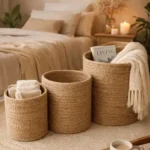 🔥 3 Cestos Organizador Rusticos Decoração Sala Quarto Liso Vaso Cachepot Palha Natural P M G Decora Ambiente Boho Cesta Com Proteção Multiuso Organização Decorativo Plantas Artificiais Ou Naturais
