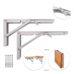 🔥 Kit 2 Suporte Mão Francesa Cantoneira Dobrável Retrátil 50cm Reforçada Para Prateleira Bancada Mesa Parede Resistente Com Parafuso E Bucha Cor Branco Marca Sanri