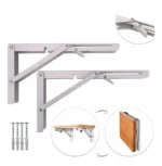 🔥 Kit 2 Suporte Mão Francesa Cantoneira Dobrável Retrátil 50cm Reforçada Para Prateleira Bancada Mesa Parede Resistente Com Parafuso E Bucha Cor Branco Marca Sanri