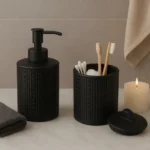 🔥 Kit Banheiro Lavabo Saboneteira Cerâmica Porta Escova Luxo - Imagem 2