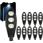 🔥 Kit 10 Luminária Led Cob 150w Iluminação Publica 6000k 127/220v Preto Branco-frio