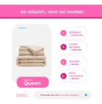 🔥 Edredom Casal Kit 6 Peças + Jogo De Lençol Queen Padrão Cor Bege Desenho Do Tecido Liso - Imagem 3