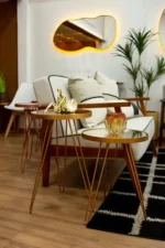 🔥 Mesinha Lateral Decorativa Festa Apoio Sofa Cama Ferro 60 Cm Cor Dourado - Imagem 4