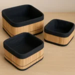 🔥 3 Cestos Caixa Organizador De Palha E Bambu Com Forro De Linho Cor Preto Decora Ambiente E Organiza Sala Quarto Armário Escritório Cozinha Banheiro Cesto Multiuso Boho Moderno Material Premium