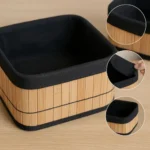 🔥 3 Cestos Caixa Organizador De Palha E Bambu Com Forro De Linho Cor Preto Decora Ambiente E Organiza Sala Quarto Armário Escritório Cozinha Banheiro Cesto Multiuso Boho Moderno Material Premium - Imagem 3