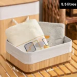 🔥 Kit 3 Cestos Organizador De Bambu Multiuso Com Forro - Imagem 3