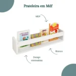 🔥 Kit 3 Prateleira Nicho Livros Infantil 50cm Branca Reforçada - Imagem 4