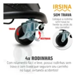 🔥 Carrinho Organizador Cesto Auxiliar 3 Prateleiras Divisória Multiuso Com Roda E Alça Manicure Fruteira Pintura Cozinha Escritório Banheiro Cor Preto Irsina - Imagem 3