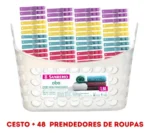 🔥 Kit 48 Pregadores De Roupa Varal + 1 Cesto Porta Prendedor - Imagem 2