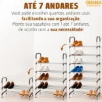🔥 Sapateira Vertical IRSINA 7 Andares Aço Inox 21 Pares Cor Preto - Imagem 3