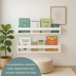 🔥 Kit 2 Prateleira Nicho Livros Infantil 50cm Branca Reforçada - Imagem 4